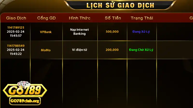 Những phương thức nạp tiền GO789 khả dụng hiện nay